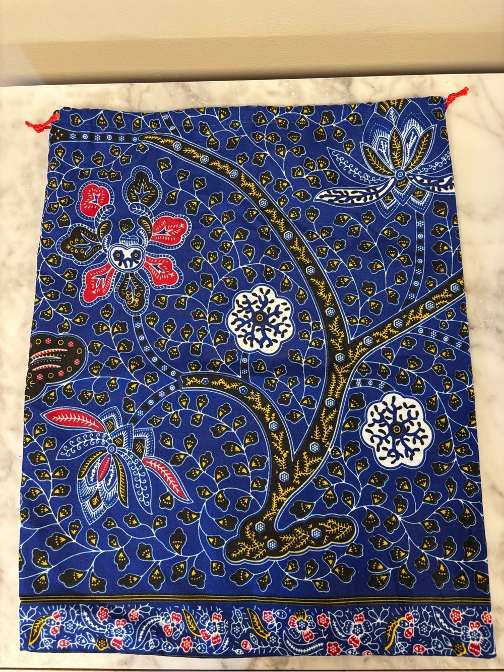 Mercedes Salazar Blue Floral Print Drawstring Pouch Bag - Picture 2 of 4